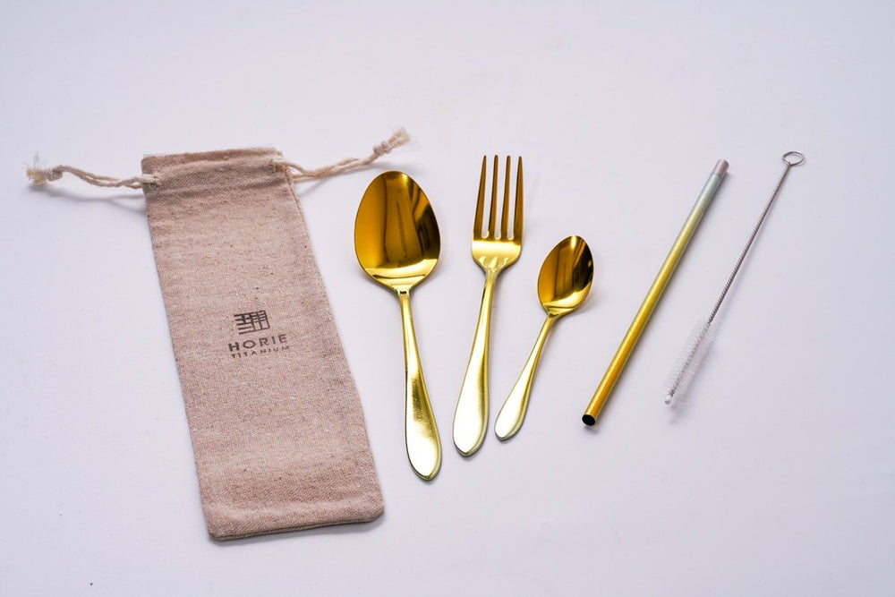 Titanium Cutlery Set (Gold)